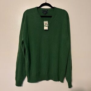 Club Room 100% Cashmere V-Neck Sweater Kelly Green NWT Large
